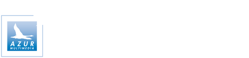 logo blanc AZUR MULTIMEDIA Agence conseil en communication Internet